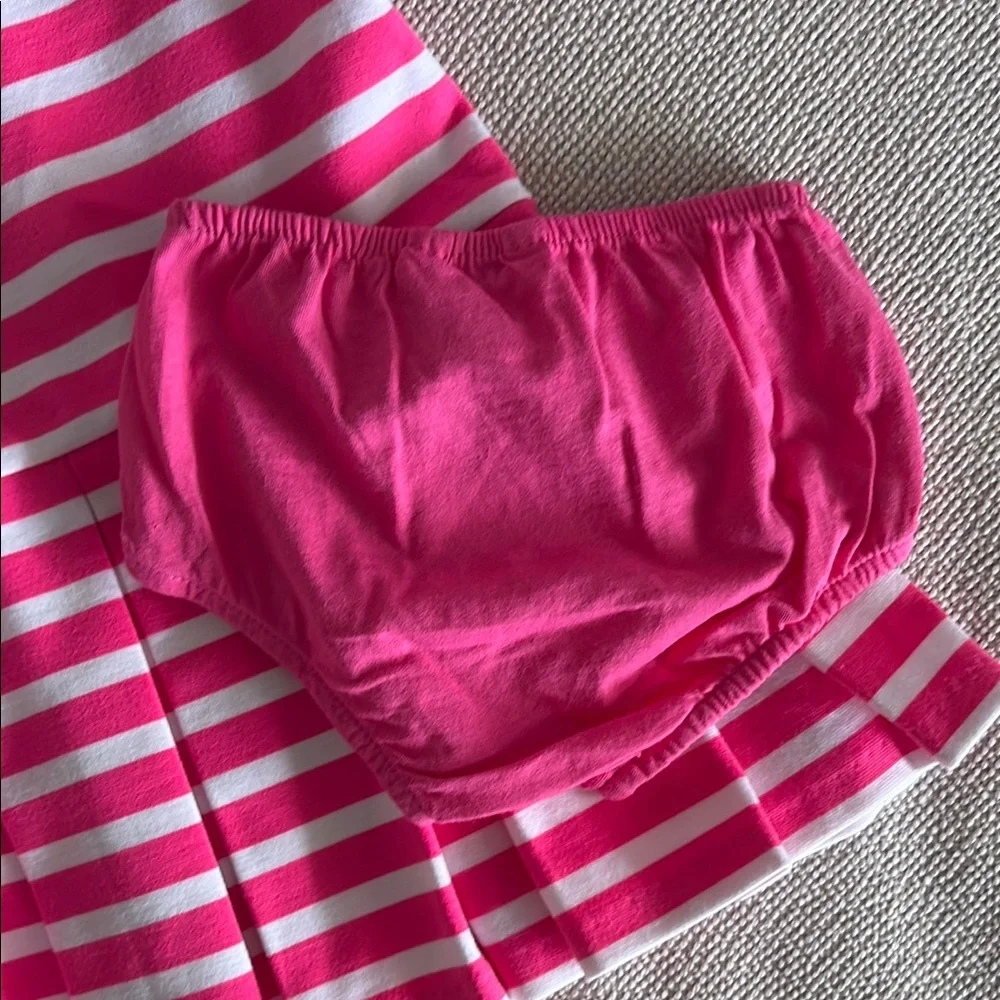 Ralph Lauren Pink and White Striped Pleated Dress